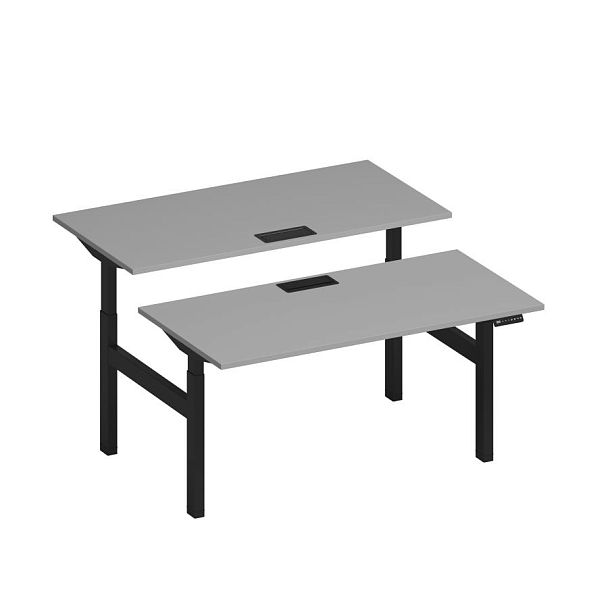 Рабочая станция на электроприводе с заглушками Elevo А2 ЧР 103 СЕ серый / черный гладкий - Вид 1