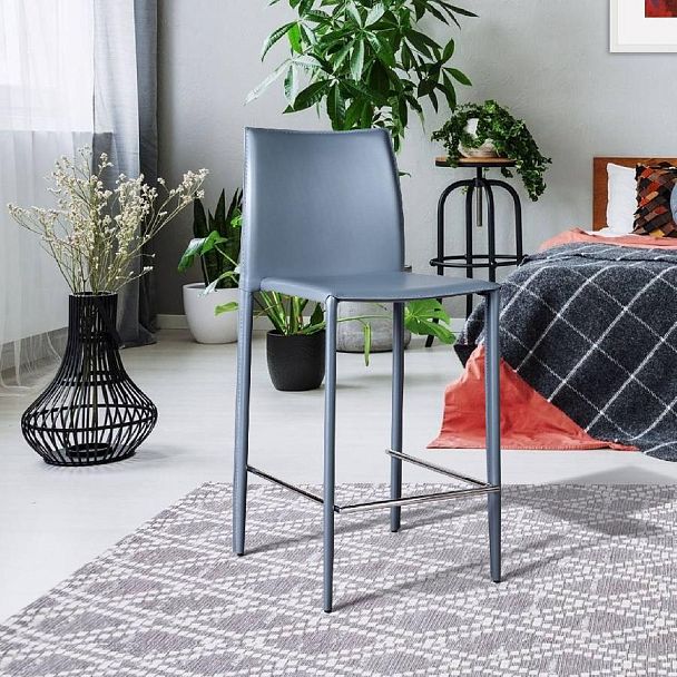 Стул полубарный Rolf, кожа антрацит - Вид 4