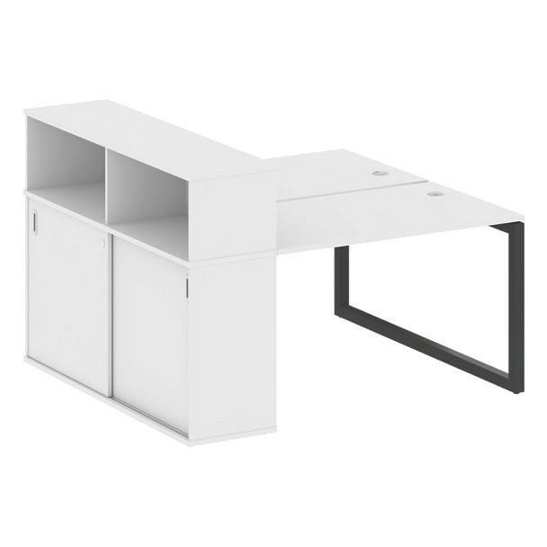 Metal System Quattro Р. ст. с шкафом-купе на О-образном м/к 50БО.РС-СШК-2.2 Т Белый/Антрацит металл 1610*1475*1098 - Вид 1