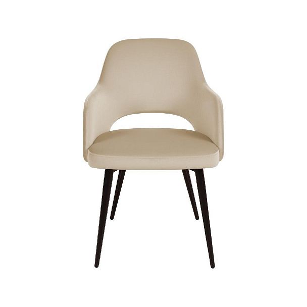 Стул William с подлокотниками, бархат бежевый 5/ черный конус - Вид 2