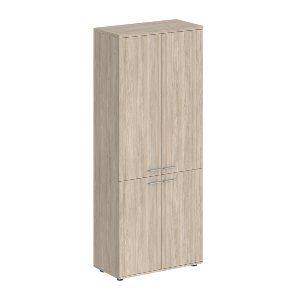 Шкаф высокий Sigma 800х400х1955, 4-х дв, з.ст HDF / корпус: дуб светлый; фасады: дуб светлый - Вид 1