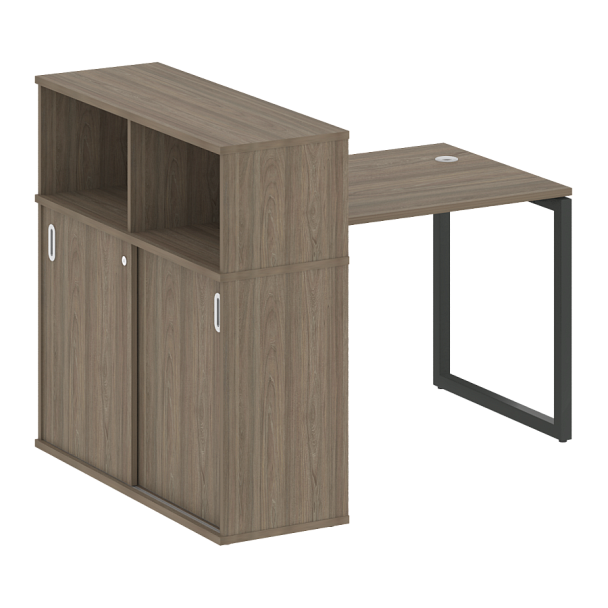 Metal System Quattro Стол письменный с шкафом-купе на О-образном м/к 40БО.РС-СШК-3.1 Т Вяз/Антрацит металл 1410*1120*1098 - Вид 1