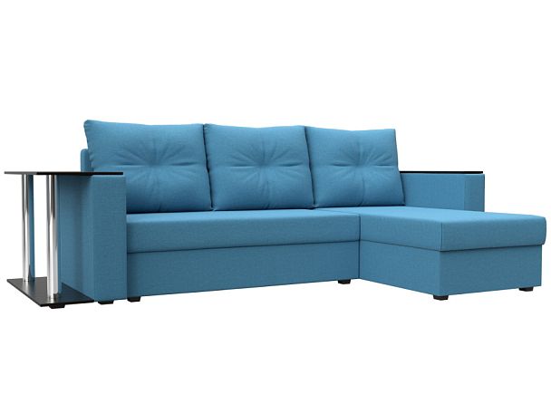 Диван угловой Атланта Лайт правый угол Рогожка голубой - Вид 1