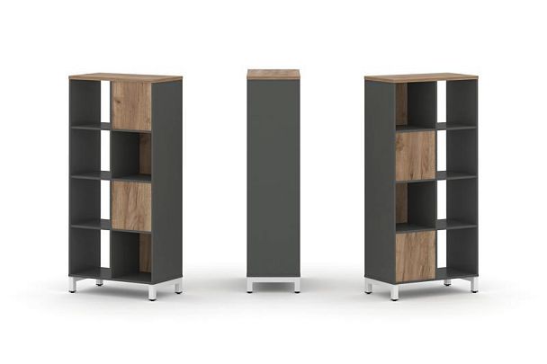 Стайл Проджект Набор стеллажа 2-х сторон., 4 яр. SN.NSD-421 Антрацит/Дуб Табак/Металл Белый 754*400* - Вид 1