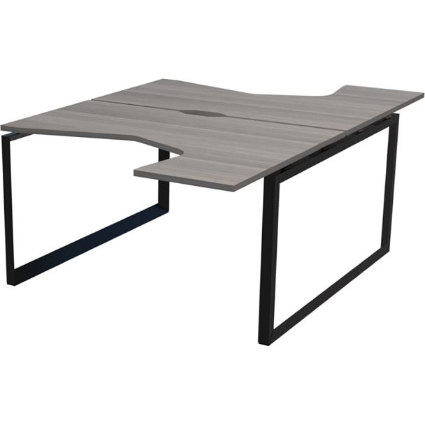 Бенч эргономичный на 2 рабочих места на металлокаркасе НТМП.О.Б2-040 Лиственница/Антрацит 1400x2036x750 Аргентум-МП - Вид 1