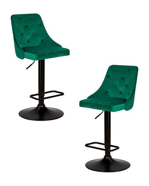 Набор 2 шт Стул барный DOBRIN JOSEPH BLACK (зеленый велюр (MJ9-88)) - Вид 1