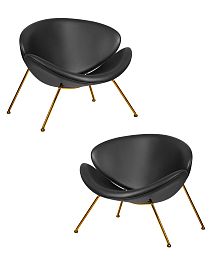 Набор 2 шт Кресло дизайнерское DOBRIN EMILY (черный винил YP16, золотое основания) - Фото предпросмотра