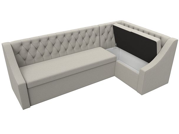 Диван кухонный угловой Мерлин правый угол Рогожка бежевый - Вид 7