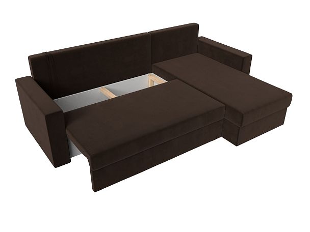 Угловой диван Траумберг Лайт правый (полностью микровельвет коричневый) - Вид 8