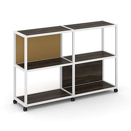 Shelf Mobile Стеллаж 3 уровня 2 секции VR.LT-STK-312.10 Дуб Мали/Металл Белый/W-31 1970*400*1046 - Фото предпросмотра