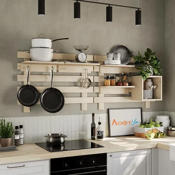 Полка деревянная ключница Тетрис, сосна, цвет натуральный - Вид 4