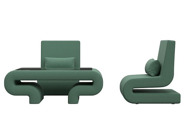 Набор Волна-3 (стол, 2 кресла) Рогожка зеленый - Вид 2