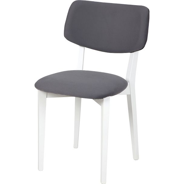 Стул деревянный с мягким сиденьем Мэти Белый/Серый велюр - Вид 1