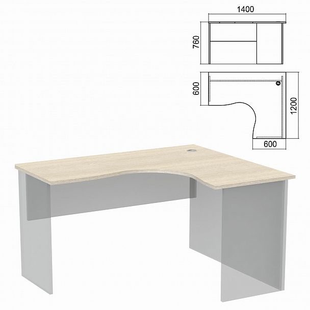 Стол компактный ЧАСТЬ 1 "Арго", 1400х1200х760 мм, правый, ясень шимо - Вид 2