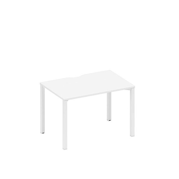 Стол письменный на металлокаркасе, столешница с вырезом Space+ А1 БГ 023.2 БП белый премиум / белый гладкий - Вид 1