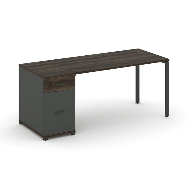 Concept Стол рабочий с 1 опорной тумбой CN.SP-405 W Дуб Мали/Антрацит/Металл Антрацит 1400*720*750 - Вид 1