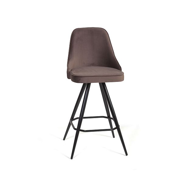 Стул барный Oliver поворотный 360 градусов, бархат коричневый 12/ чёрный конус - Вид 11