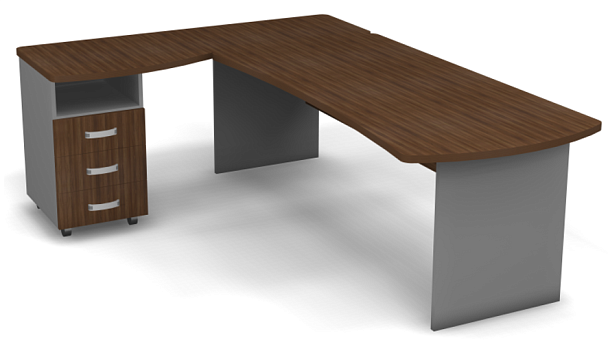 Стол угловой L,R 2200 Берлин Орех Вармия/Серый УРМ 220 L\R - Вид 2
