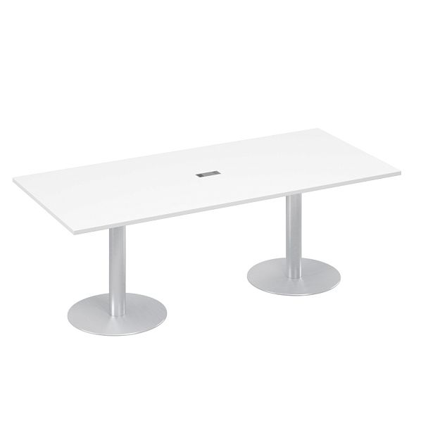 Стол для переговоров 220 на колоннах с дисками A4 А4 ХР 124 белый премиум - Вид 1