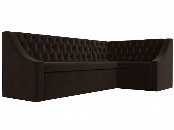 Кухонный угловой диван Мерлин правый (полностью микровельвет коричневый) - Вид 3