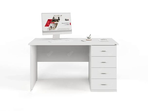 ЛАЙТ / LIGHT RLG008-14x7R Однотумбовый стол 140x70x75 Белый - Вид 2