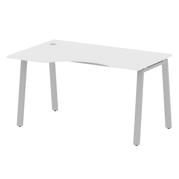 Metal System Стол криволинейный левый на А-образном м/к БА.СА-2 (L) Белый/Серый металл 1400*900*750 - Вид 1