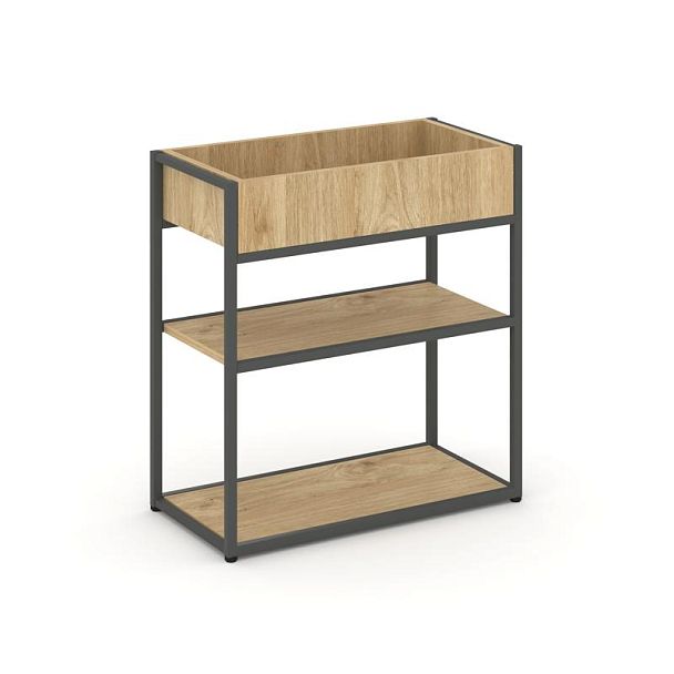 Rift Стеллаж Металл Антрацитический низкий приставной RF.STM-012 Тиквуд Светлый/Металл Антрацит 696*350*750 - Вид 1