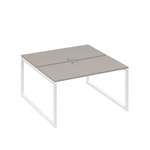 Рабочая станция 2х140 на опорах QUATTRO A4 А4 Б4 174 БП мокко премиум / металлокаркас белый - Вид 1