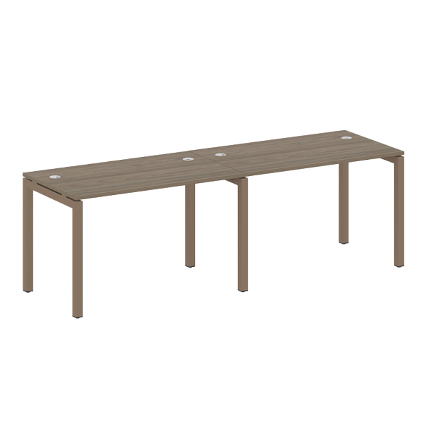 Metal System Quattro Р. ст. на 2 раб. места на П-образном м/к 50БП.СМ-2.2 Вяз/Мокко металл 2400*720*750 - Вид 1