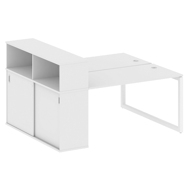 Metal System Quattro Р. ст. с шкафом-купе на О-образном м/к 50БО.РС-СШК-2.3 Т Белый/Белый металл 1810*1475*1098 - Вид 1