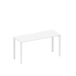 Стол письменный на металлокаркасе, столешница с вырезом Space+ А1 БГ 005.2 БП белый премиум / белый гладкий - Фото предпросмотра