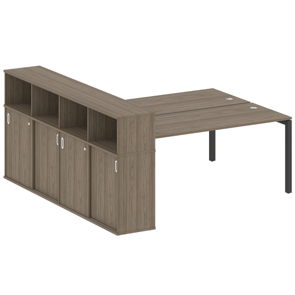Metal System Quattro Р. ст. с шкафом-купе на П-образном м/к 50БП.РС-СШК-4.5 Т Вяз/Антрацит металл 2210*2332*1098 - Вид 1