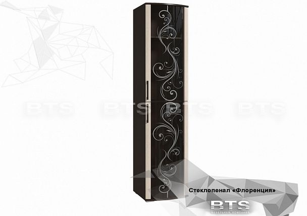 Гостиная "Флоренция" стеклопенал (500х2120х490) венге/дуб атланта - Вид 1