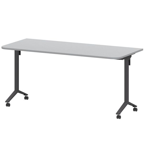 Стол мобильный складной радиусный МБ22-160.70Р Серый/Антрацит 1600x700x750 Моби - Вид 1
