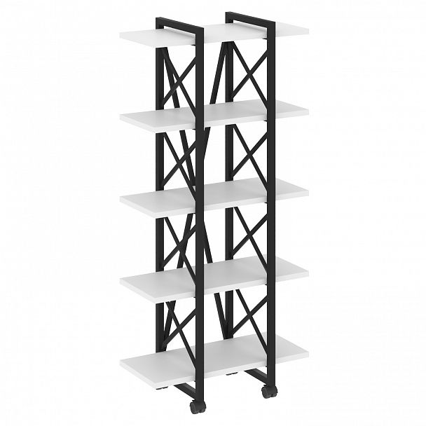 Стеллаж на колесах "Loft" VR.L-MST.K-5.4V белый бриллиант/черный - Вид 1