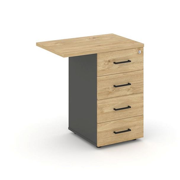 Стайл Проджект Тумба приставная SN.TPP-002 Антрацит/Тиквуд Светлый/Черный Ручки 416/700*460*750 - Вид 2