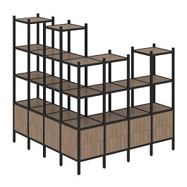 Loft Угловой внешний стеллаж наборный VR.L-55 Дуб аризона/Чёрный металл 1694*1694*1869 - Фото предпросмотра