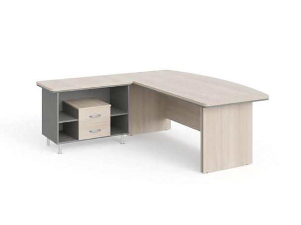 Стол руководителя угловой без вставок L,R 1800 Берлин Береза Майнау СРУ 18-200 - Вид 2