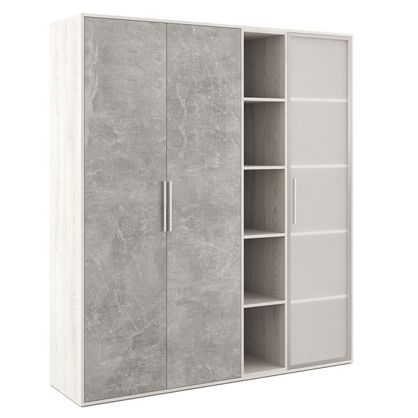 Шкаф высокий 3 створки, с нишей B-tone 168,8x45x191,7 сосна бетон светлый - Вид 1