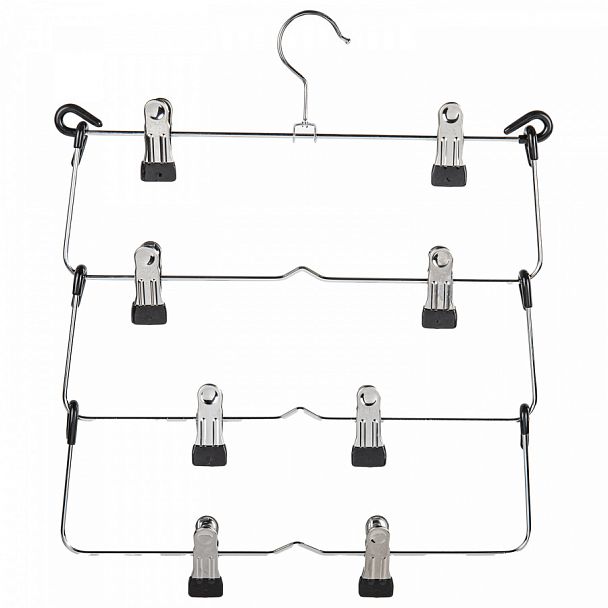 Вешалка-плечики качели, 4 секции, металлическая, с клипсами для юбок и брюк, BRABIX, 607472 - Вид 1