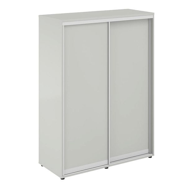 Шкаф купе 1438х600х1953  высокий, з.ст. ХДФ, 2 штанги / корпус цвет: серый бархат, двери цвет: серый бархат Сигма / Sigma - Вид 1