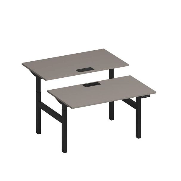 Рабочая станция на электроприводе с заглушками Elevo А2 ЧР 102 МП мокко премиум / черный гладкий - Вид 1