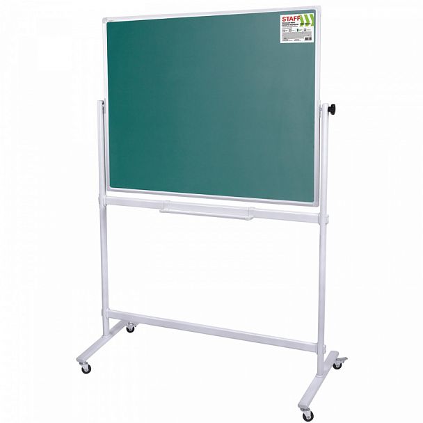 Доска для мела/магнитно-маркерная НА СТЕНДЕ 100х150 см, 2-сторонняя, зеленая/белая, STAFF, 238006 - Вид 1