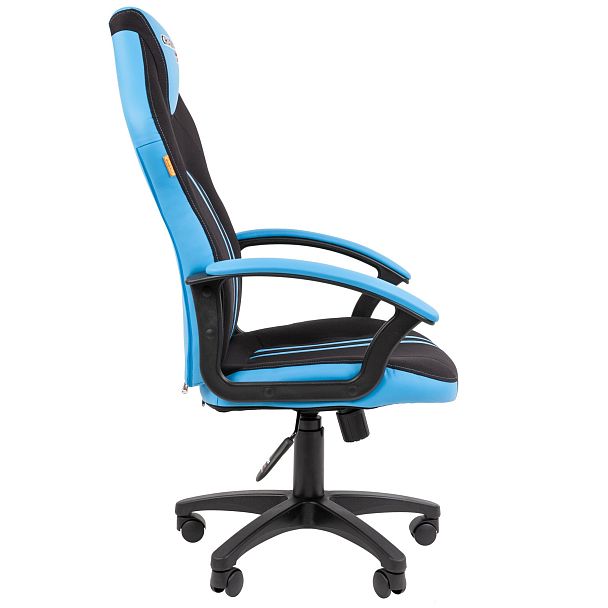 Кресло CHAIRMAN GAME 26, экокожа/ткань стандарт, черный/голубой - Вид 6