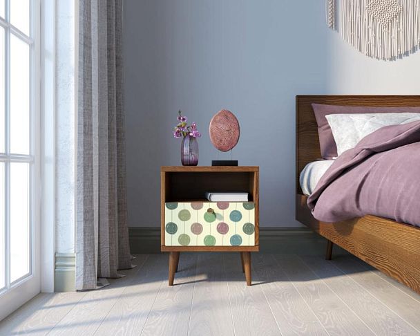 Тумбочка Berber с одним ящиком 24 принт арт BB06/Print_24, разноцветная - Вид 4