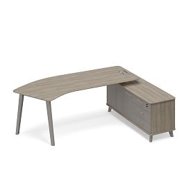 Стoл эргономичный правый на тумбе (тип 5) Time metal ТМ М1 128 МП ВЛ ВЛ вяз либерти (корпус, столешница, топ) / мокко премиум (фасад) - Фото предпросмотра