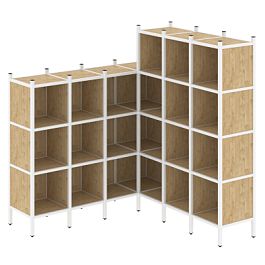 Loft Угловой внутренний стеллаж наборный VR.L-50 Тиквуд светлый/Белый металл 1694*1694*1869 - Фото предпросмотра