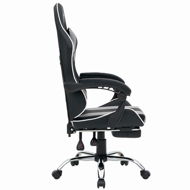 Кресло компьютерное CROMEX "Wave GM-145", вибромассаж, подножка, подушки, экокожа, черное/серое, 532956 - Вид 4