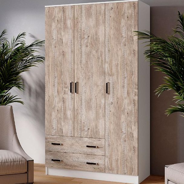 Шкаф комбинированный Лагуна Б/З  (1200*2100*510) белый/дуб юкон - Вид 1