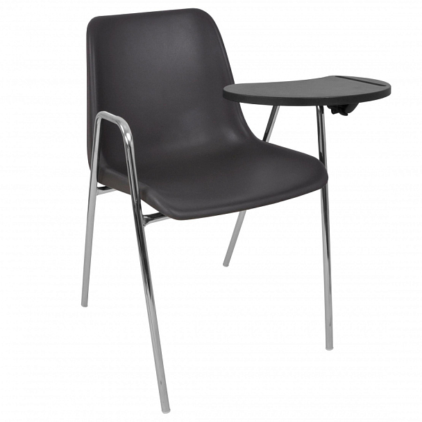 Стул Vicenza (4 ножки с подлокотниками + столик TLT), каркас хром, темно-серый, РП+ИК - Вид 1